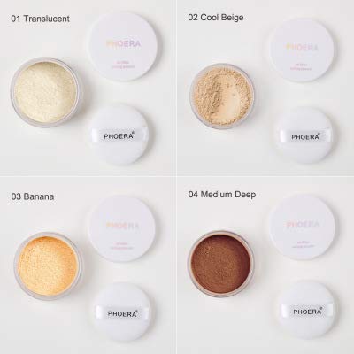 PHOERA Setting Powder Controls Oil,Setting Powder Makeup Light,Loose 0.17oz