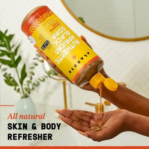 Alaffia Authentic African Black Soap, Tangerine Citrus (32 Oz) + Eucalyptus Tea Tree (2 Oz) – All-in-One Moisturizing Cleanser for Face, Hands, Body & Hair