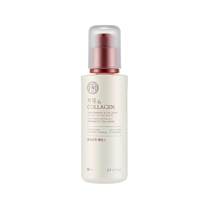 The Face Shop Pomegranate & Collagen Volume Lifting Serum - Helps Skin Look Firm & Supple - Reduces Fine Lines & Wrinkles - Improves Elasticity - Hydrating Lightweight Face Serum - Korean Skin Care