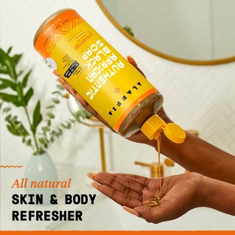 Alaffia Authentic African Black Soap Variety 2-Pack – All-In-One Liquid Soap, Travel-Size Eucalyptus Tea Tree + Full-Size Unscented Body Wash, Face Wash, Shampoo, Shaving Soap
