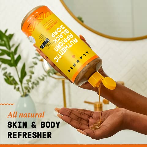 Alaffia Authentic African Black Soap, Unscented, 2-Pack – All-in-One Moisturizing Cleanser for Face, Hands, Body & Hair, 32 Oz Ea