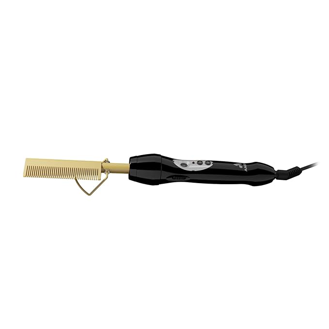 Andis 38335 Professional Heat Ceramic Press Comb for Hair, Straightener - 450F High Heat with Dual Voltage - 20 Adjustable Heat-Settings, 30 Min Auto Shut-Off, Gold, Ceramic Gold