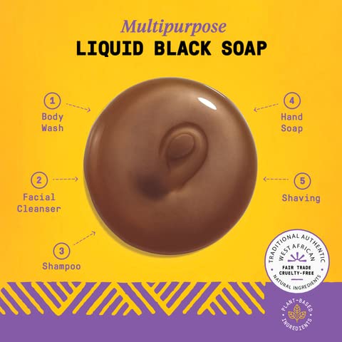 Alaffia Authentic African Black Soap, Wild Lavender, 2-Pack – All-in-One Moisturizing Cleanser for Face, Hands, Body & Hair, 32 Oz Ea