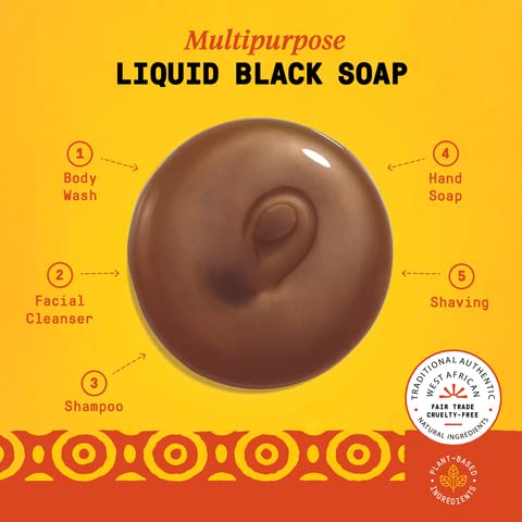 Alaffia Authentic African Black Soap, Tangerine Citrus, 2-Pack – All-in-One Moisturizing Cleanser for Face, Hands, Body & Hair, 32 Oz Ea