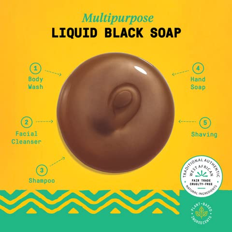 Alaffia African Black Soap Liquid, Peppermint (32 Oz) + Eucalyptus Tea Tree (2 Oz) – All-in-One Moisturizing Cleanser for Face, Hands, Body & Hair