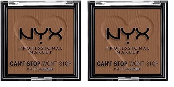 NYX PROFESSIONAL MAKEUP Can't Stop Won't Stop Mattifying Pressed Powder - Deep (Pack of 2)