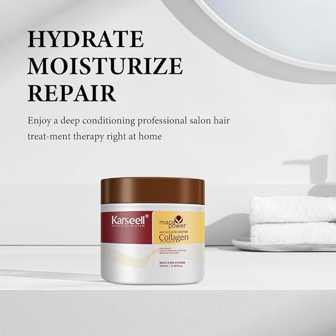 Karseell 3.38floz 100ml Collagen Hair Treatment Deep Repair Conditioning Argan Oil Collagen Hair Mask Essence for Dry Damaged Hair All Hair Types