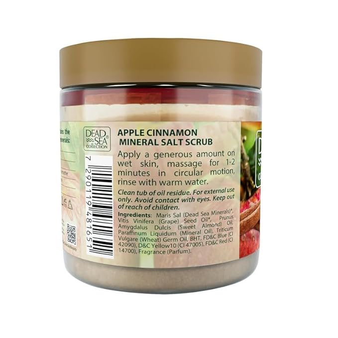 Dead Sea Collection Apple Cinnamon Salt Scrub – Exfoliating Body Scrub for Women – Moisturizing and Nourishing Skin – with Pure Oils and Dead Sea Minerals (23.28 Oz)