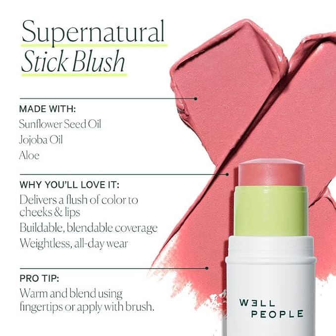 Well People Supernatural Stick Multi-Use Blush, Creamy, Hydrating Blush Stick For A Pop Of Color, Use For Cheeks & Lips, Vegan & Cruelty-free, Berry