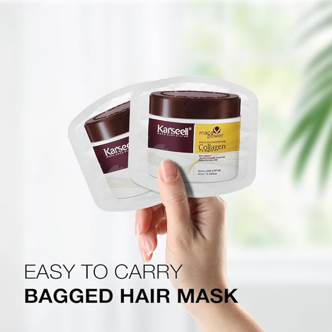 Karseell Collagen Hair Treatment Deep Repair Conditioning Argan Oil Collagen Hair Mask Essence for Dry Damaged Hair All Hair Types 10ml/ 0.34oz(24 packs