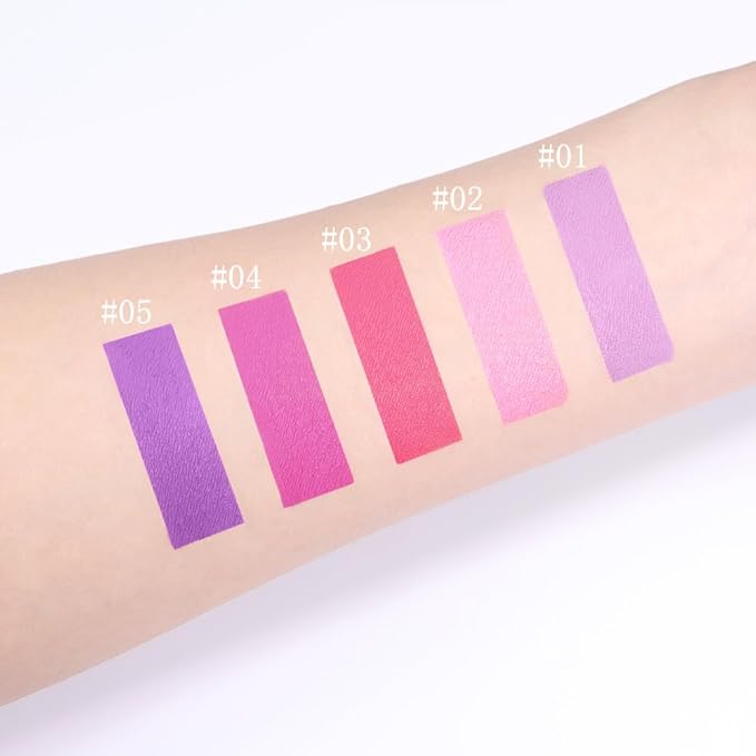 AMY'S DIARY Pink Purple Matte Plum Liquid Lipstick 5Pcs Sets,24-hour Lipstick Light Red Plum Red Lip Stain 24 Smudge Waterproof Matte Lipstick Lip Stain Gloss Long Lasting for Girl (Set01)
