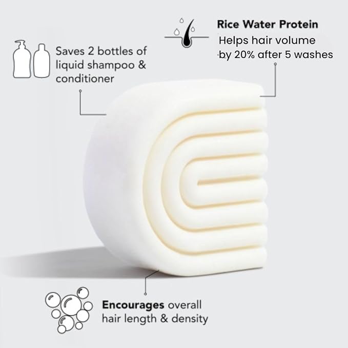 Kitsch Rice Water Hair Conditioner Bar - Soap Bar for Hair Care - Conditioner for Women and Men - Moisturizing & Strengthening for All Hair Types - Sulfate-Free, Paraben-Free - Made in USA - 2.7oz