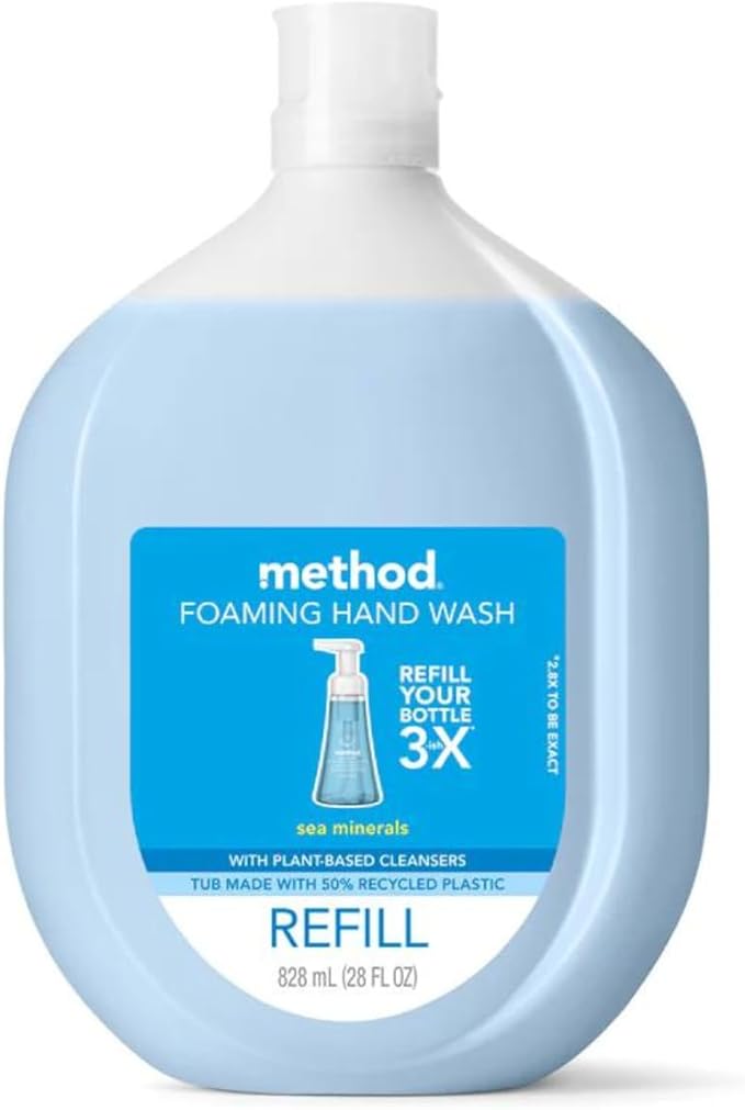 Method Foaming Hand Soap Refill, Sea Minerals, Recyclable Bottle, Biodegradable Formula, 28 fl oz (Pack of 4) (Packaging May Vary)