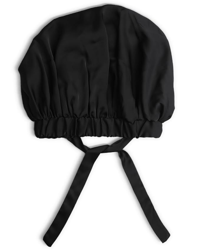 Kitsch XL Satin Bonnet for Sleeping - Softer Than Silk Hair Bonnet for Women - Secure Fit, Adjustable Night Cap for Curly & Textured Hair - Prevents Breakage, Tangles & Thinning - Black