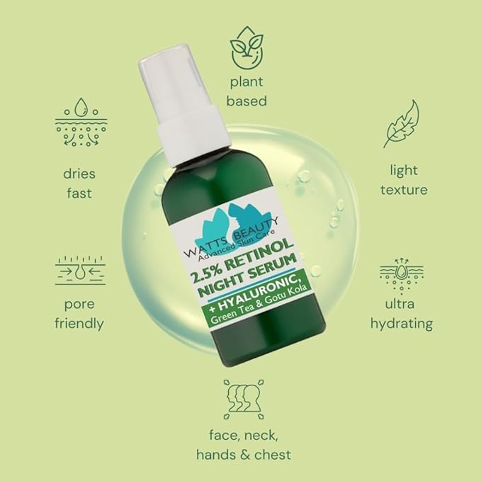 2.5% Retinol Serum Enhanced with 50% Hyaluronic Acid - Anti Aging Retinol for Fine Lines, Wrinkles, Blemishes, Large Pores & More - No Parabens, No Animal Testing or Ingredients (2.24oz)