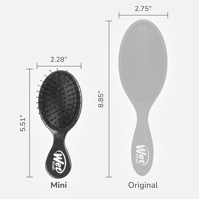 Wet Brush Detangling Brush, Mini Detangler Brush (Black) - Wet & Dry Tangle-Free Hair Brush for Women & Men - No Tangle Soft & Flexible Bristles for Straight, Curly, & Thick Hair