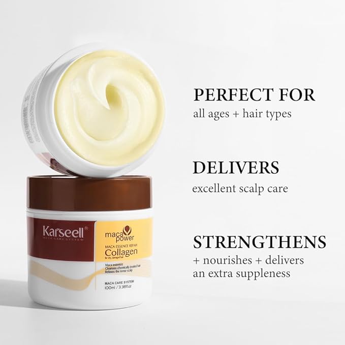 Karseell 3.38floz 100ml Collagen Hair Treatment Deep Repair Conditioning Argan Oil Collagen Hair Mask Essence for Dry Damaged Hair All Hair Types