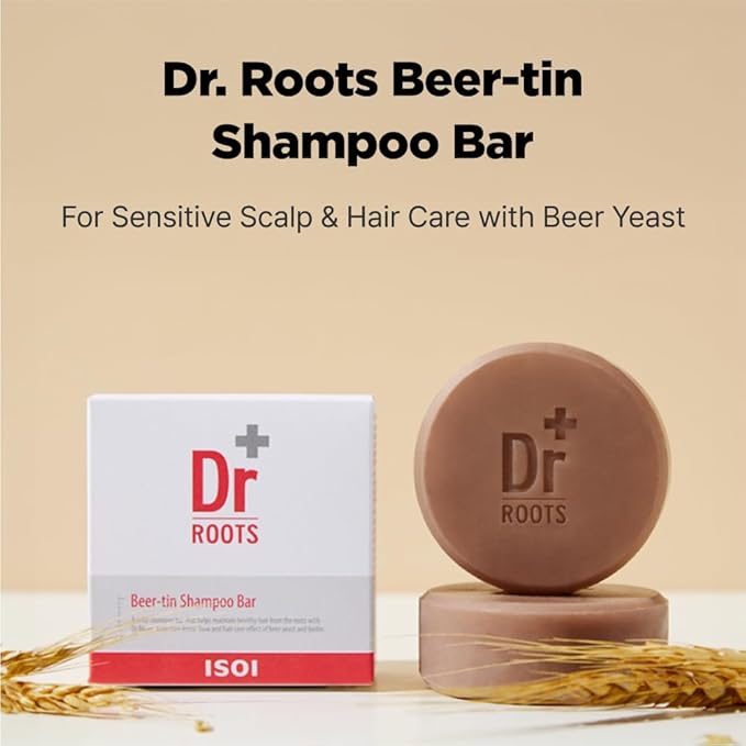ISOI Dr. Roots Beer-Tin Solid Shampoo Bar, Nourishing & Strengthening Shampoo Bar with Beer Yeast & Biotin, Plastic-Free Clean Beauty, Korean Hair Care (3.52 oz, 100g)