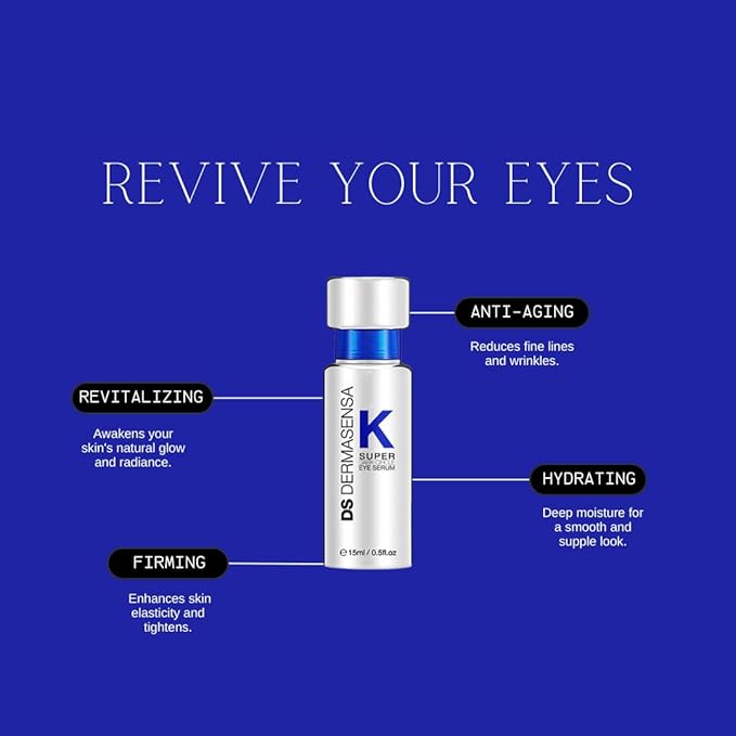 DS Dermasensa K Super Eye Serum, 0.5 fl oz (15ml) – Vitamin K & Arnica Formula for Dark Circles & Puffiness