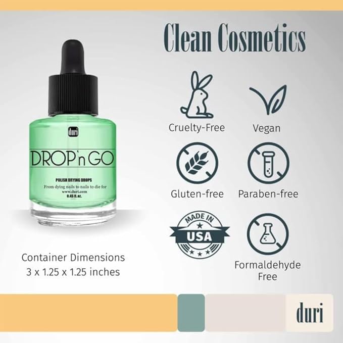 duri Drop'n Go Quick Dry Nail Drops - Fast Drying Drops for Long Lasting Nail Polish 0.45 fl. oz. (Pack of 1)