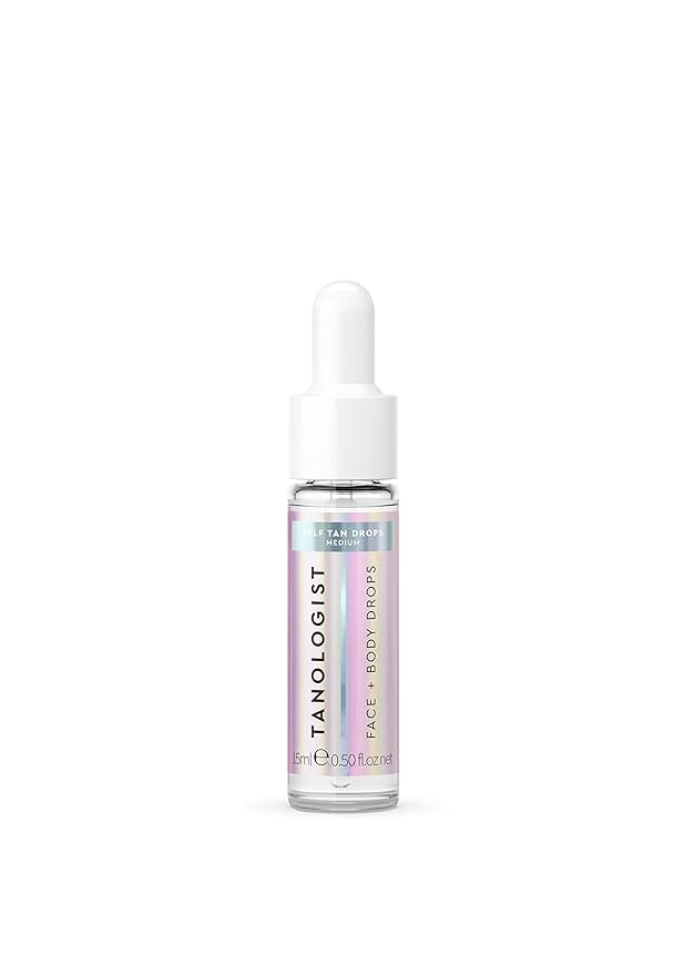 Tanologist Medium Self Tan Drops, Streak-Free Body & Face Tanning Drops, For Moisturizer & Lotion, Natural Bronzing Face Tanner, Skincare Ingredients, 0.50 fl. oz/15ml Bottle