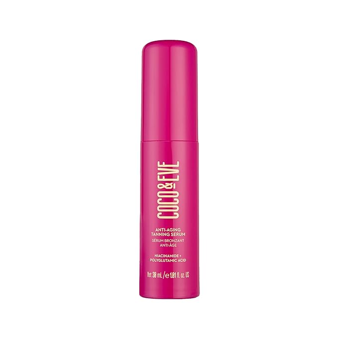 Coco & Eve Anti-Aging Tanning Serum - Face tanner with Skincare Actives for Gradual, Hydrating Glow. Natural Self Tanning Bronzer, with Niacinamide & Antioxidants for Healthy Glowing Skin (1.01 Fl Oz)