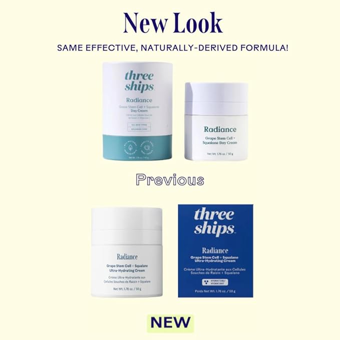Three Ships Radiance Ultra-Hydrating Cream with Grape Stem Cell + Squalane- High in Antioxidants for Lasting Hydration, Daily Face Moisturizer (50g)