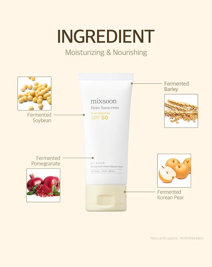 mixsoon Bean Sunscreen SPF 50 Airy Texture Type For Face Korean Skin Care 1.69 fl oz / 50ml