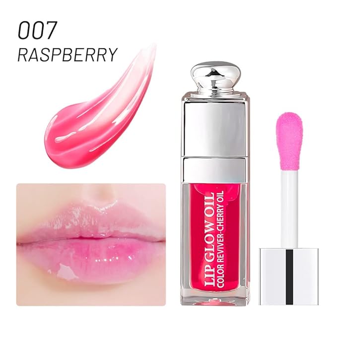 Hydrating Lip Glow Oil, Lip Oil Gloss Transparent Lip 2 OZ