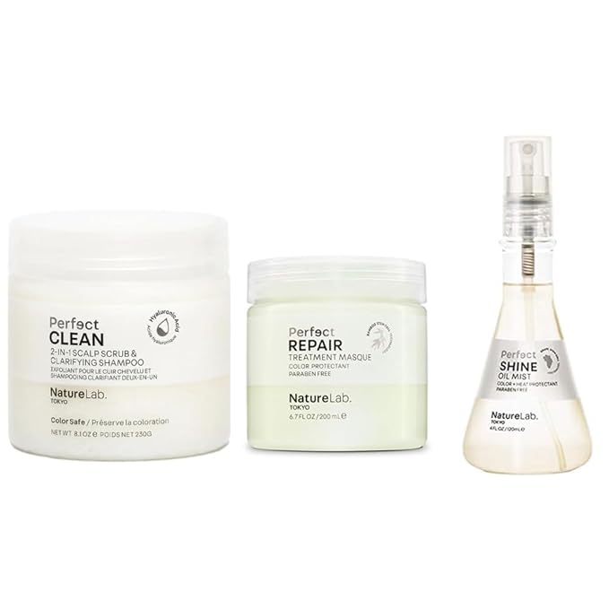 NATURELAB. TOKYO Bundle: Perfect Clean Scalp Scrub 8.1 oz, Perfect Repair Treatment Masque 6.7 oz & Perfect Shine Oil Mist 4 oz | $63 VALUE