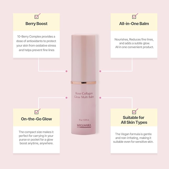 Rose Collagen Glow Multi Balm | Korean Skincare | All-in-One Hydrating Multi Balm Stick (10g/0.35 oz.)