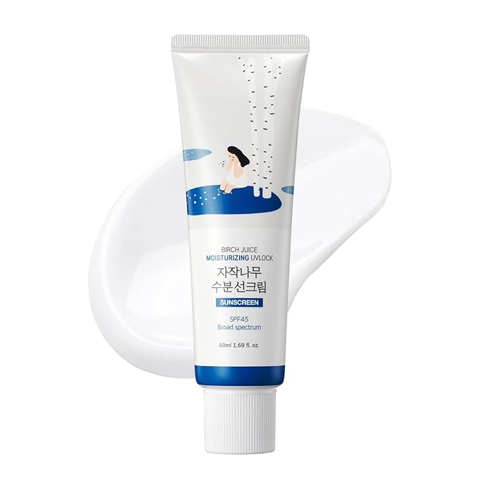 ROUND LAB Birch Juice Moisturizing UV LOCK SPF 45 Broad Spectrum UV Protection – Non-toxic, Lightweight, Oil Free, Organic, Reef Safe, Travel Essential Korean Skincare Sunscreen (1.69 Fl Oz)
