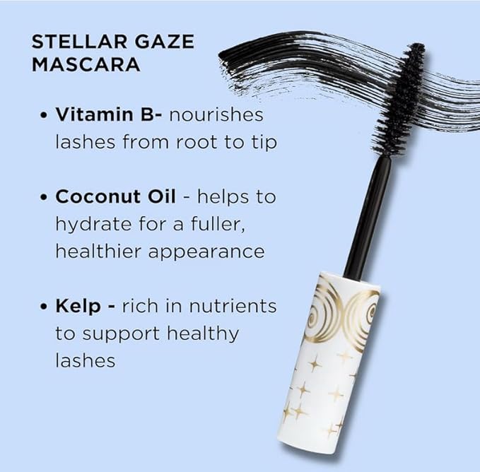 Pacifica Stellar Gaze Mascara – Stardust (Brown) Length & Strength, Natural Mineral Mascara with Coconut & Vitamin B, Long-Wearing, Vegan