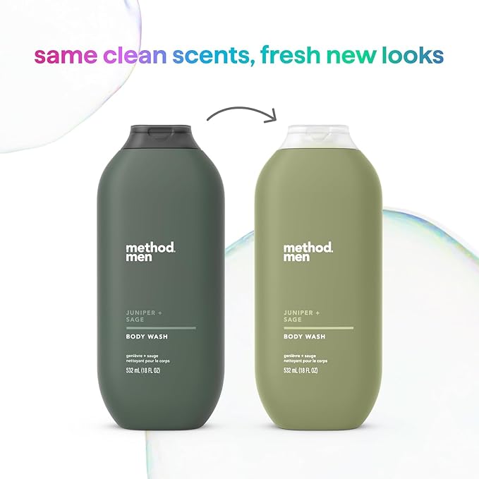 Method Men Body Wash, Juniper + Sage, Paraben and Phthalate Free, 18 FL Oz (Pack of 6)
