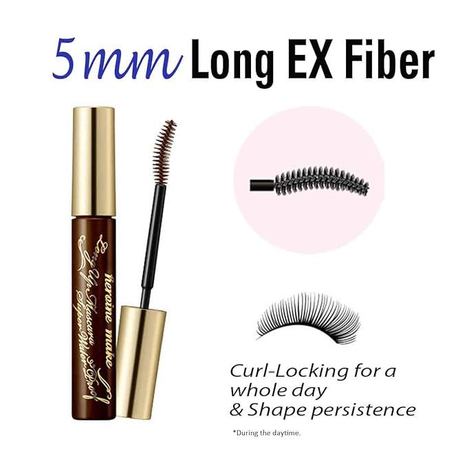 HEROINE MAKE by KISSME Mascara Duo Set | 2 Full-Size - Waterproof & Lengthening & Volume Fiber Tubing Mascara Brown + Gentle Eye Makeup Remover for Waterproof Mascara, Fast-Acting Cleanser