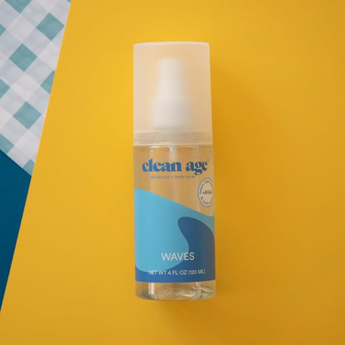 Aluminum Free Deodorant & Body Spray for Whole Body - Waves 4oz - Clean Deodorant and Body Spray for Teen Boys and Girls - With AHA For Body Acne - Body Spray for Teens Formula