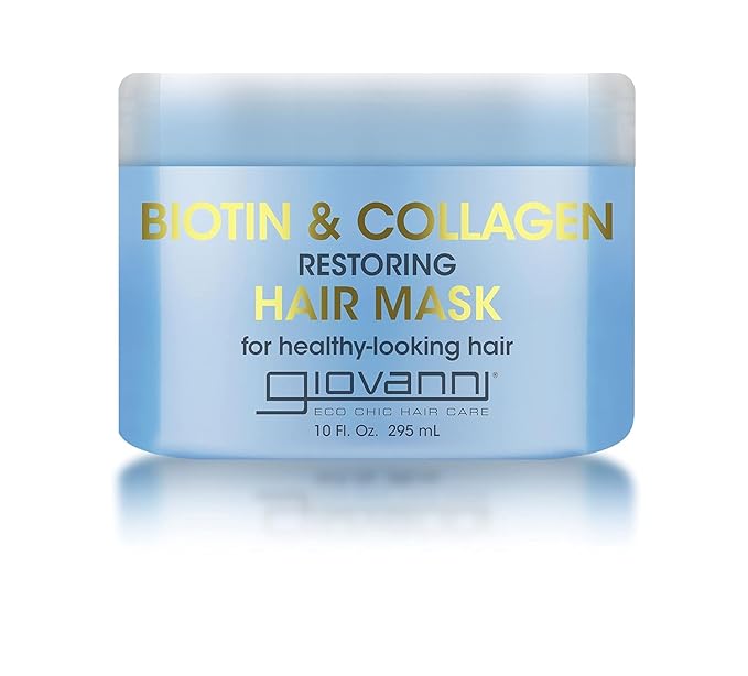 GIOVANNI Biotin & Collagen Hair Mask - Deeply Conditions, Detangles, Helps Rebond Split Ends, For All Hair Types, Moisturizing, Helps Create Shine & Manageability, Cruelty-Free, Salon-Quality - 10 Oz