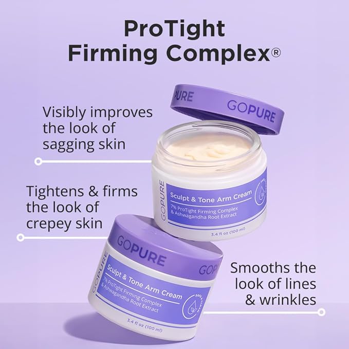 goPure Sculpt & Tone Arm Cream – Firming And Tightening Cream For The Arms, Smooths The Look Of Wrinkles, Deeply Hydrates, Firms The Look Of Crepey Texture On The Arms