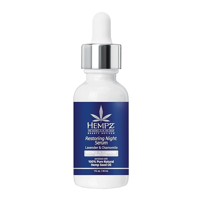 Hempz Lavender & Chamomile Facial Serum, with plant-based retinol Bakuchiol, for dry or aging skn types, for men and women, 1oz