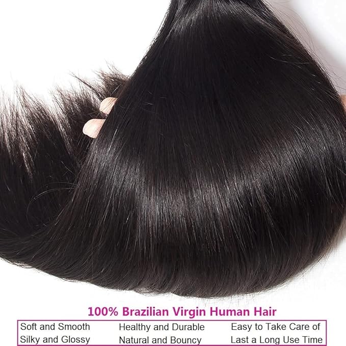 10A Straight Single Bundles Human Hair 22 Inch Brazilian Straight Human Hair 1 One Bundles 100% Unprocessed Virgin Hair Weave Natural Black Color