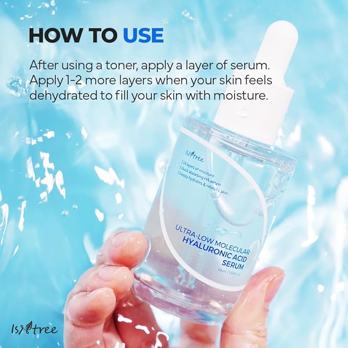 ISNTREE Ultra-low Molecular Hyaluronic Acid Serum 50ml, 1.69 fl.oz | Korean Skincare | Quick Absorbing | Deep Hydration & Skin Smoothing | Vegan Skincare