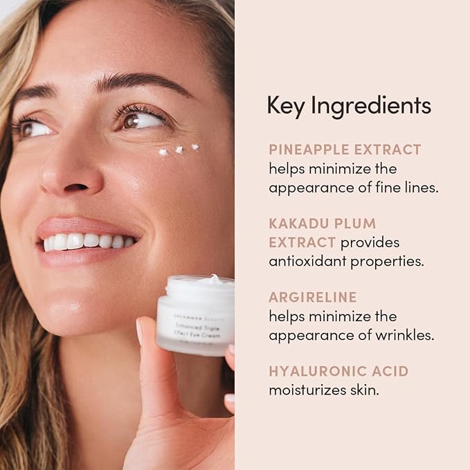 Enhanced Triple Effect Eye Cream - Combats Wrinkles and Dark Circles - All Skin Types, Vegan, Cruelty Free, Fragrance Free, 0.67 FL OZ