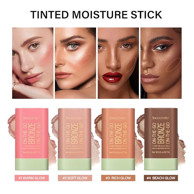 Multi-Use On The Go Bronzer Stick, Cream Contour Beach Glow)