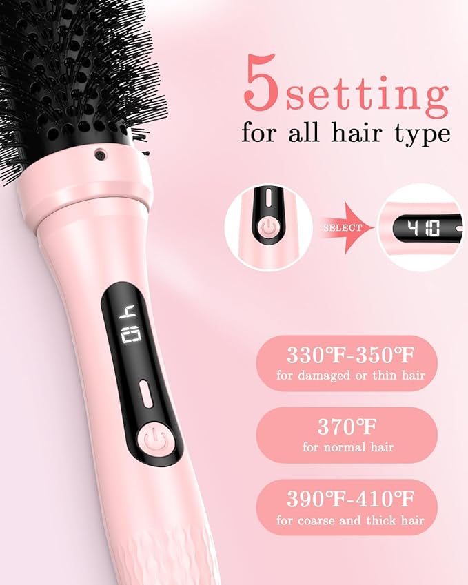 DORISILK Infrared Thermal Hair Brush for Sleek, Shiny Hair,1.5inch Thermal Round Brush for Blowout Look,Heated Round Brush for Curling and Straightening,Dual Voltage for Travel Using