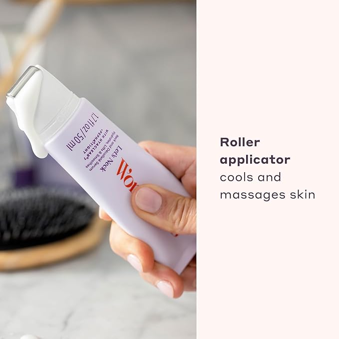 Womaness Let's Neck Firming Serum - Roll On Neck Creams for Tightening and Firming - Daily Crepey Skin Treatment to Smooth Neck Wrinkles & Sagging Skin - Hydrate, Tighten and Lift (50ml)