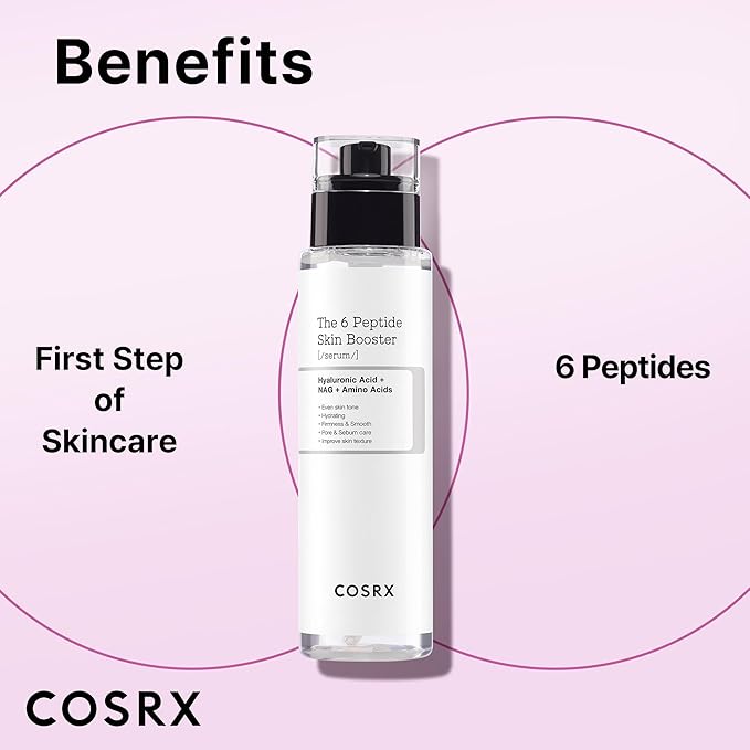COSRX 6X Peptide Collagen Booster Toner Serum, Niacinamide & Hyaluronic Acid Facial Essence for All Skin Types, Korean Skin Care, Paraben Free, 150mL/5.07 Fl.Oz
