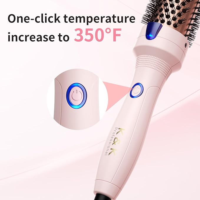 K&K 1.25 Inch Heated Curling Brush with Ceramic Tourmaline Ionic Technology - Volumizing Hot Brush for Root Volume & Loose Curls