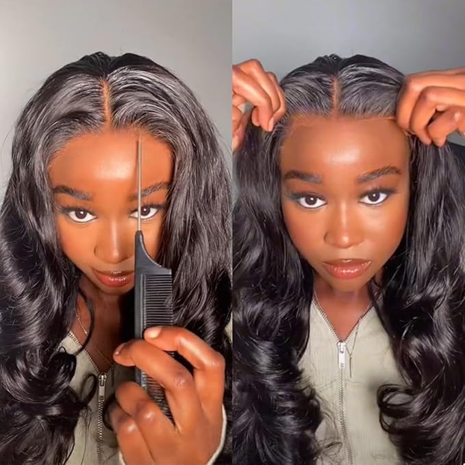 5x5 HD Lace Closure Wig Body Wave Glueless Wigs Human Hair Pre Plucked Pre Cut Lace Front Wigs Natural Black Frontal Wig