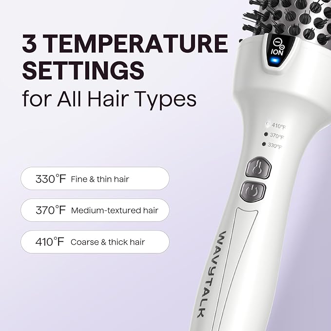 Wavytalk Thermal Brush, 1.5 Inch Blowout Express Ionic Thermal Round Brush Creates Blowout Look in 10 Minutes Makes Hair Shinier & Smoother, Dual Voltage (White)