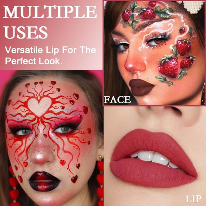 AMY'S DIARY Matte Plum Liquid Lipstick 5Pcs Sets,24-hour Lipstick Dark Deep Red Plum Red Lip Stain 24 Smudge Waterproof for Women (Set05)
